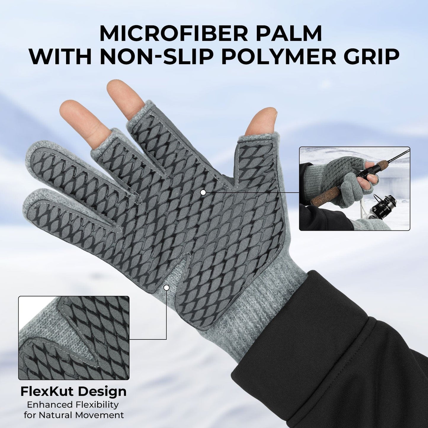 KastKing Bully Wooly Fingerless Wool Fishing Gloves