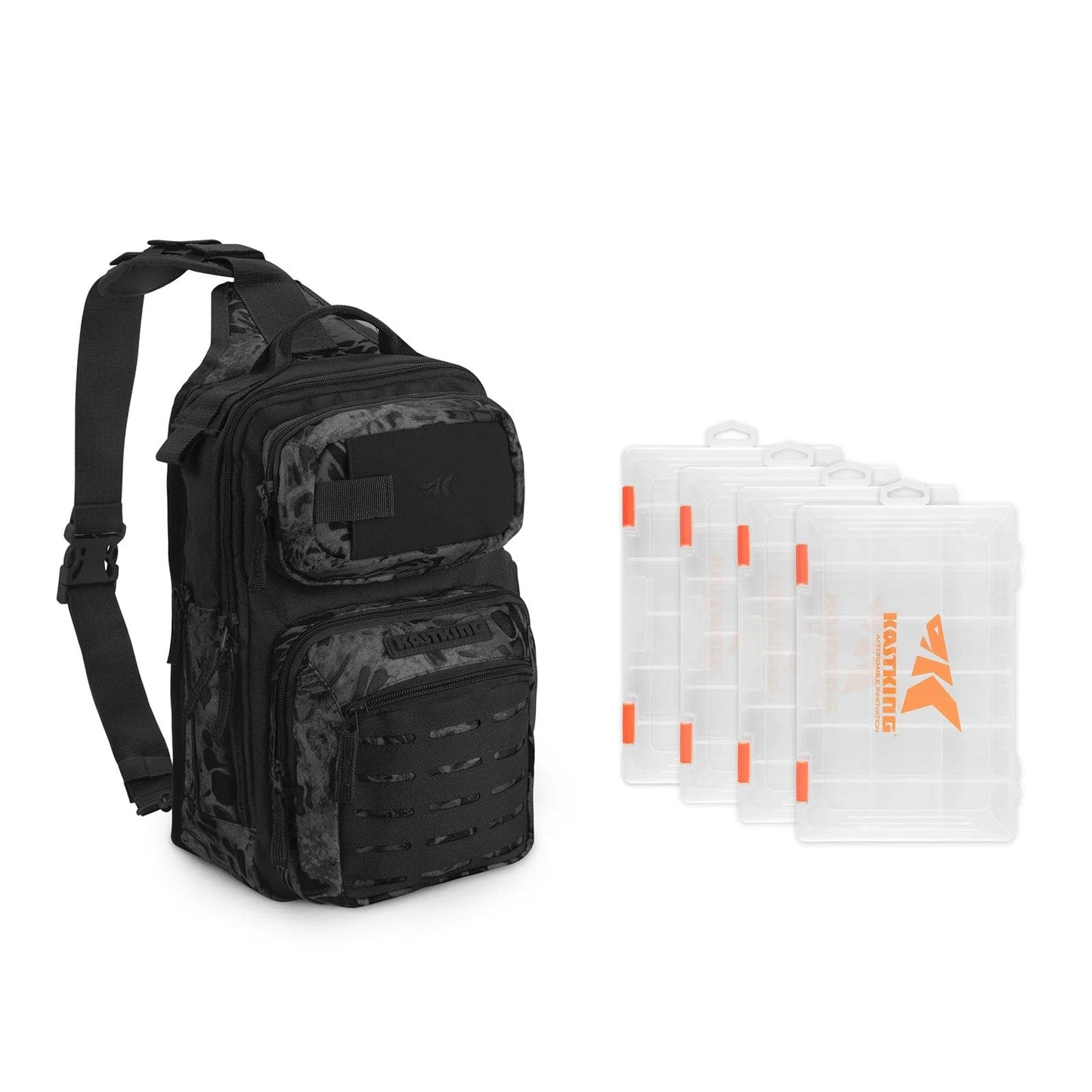 KastKing BlowBak Tactical Fishing Sling Tackle Storage Bag and Utility Tackle Boxes Combo