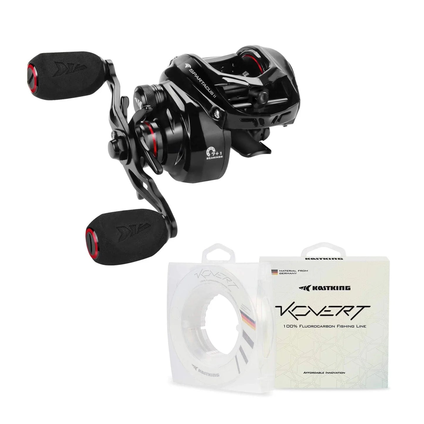 KastKing Spartacus II Baitcasting Reel and Kovert Fluorocarbon Fishing Line Combo