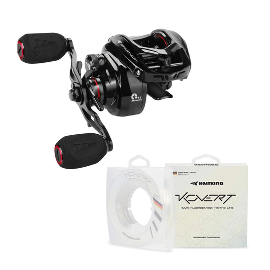 KastKing Spartacus II Baitcasting Reel and Kovert Fluorocarbon Fishing Line Combo