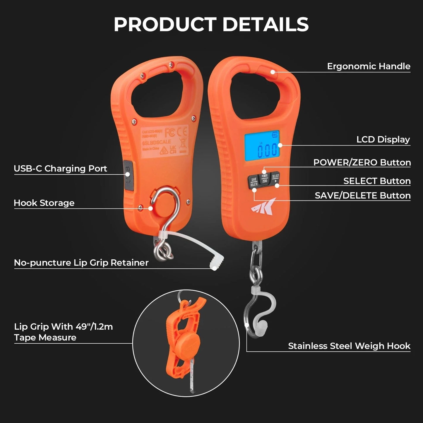 KastKing ToughTide USB Charging Fishing Scale & Lip Grip Combo