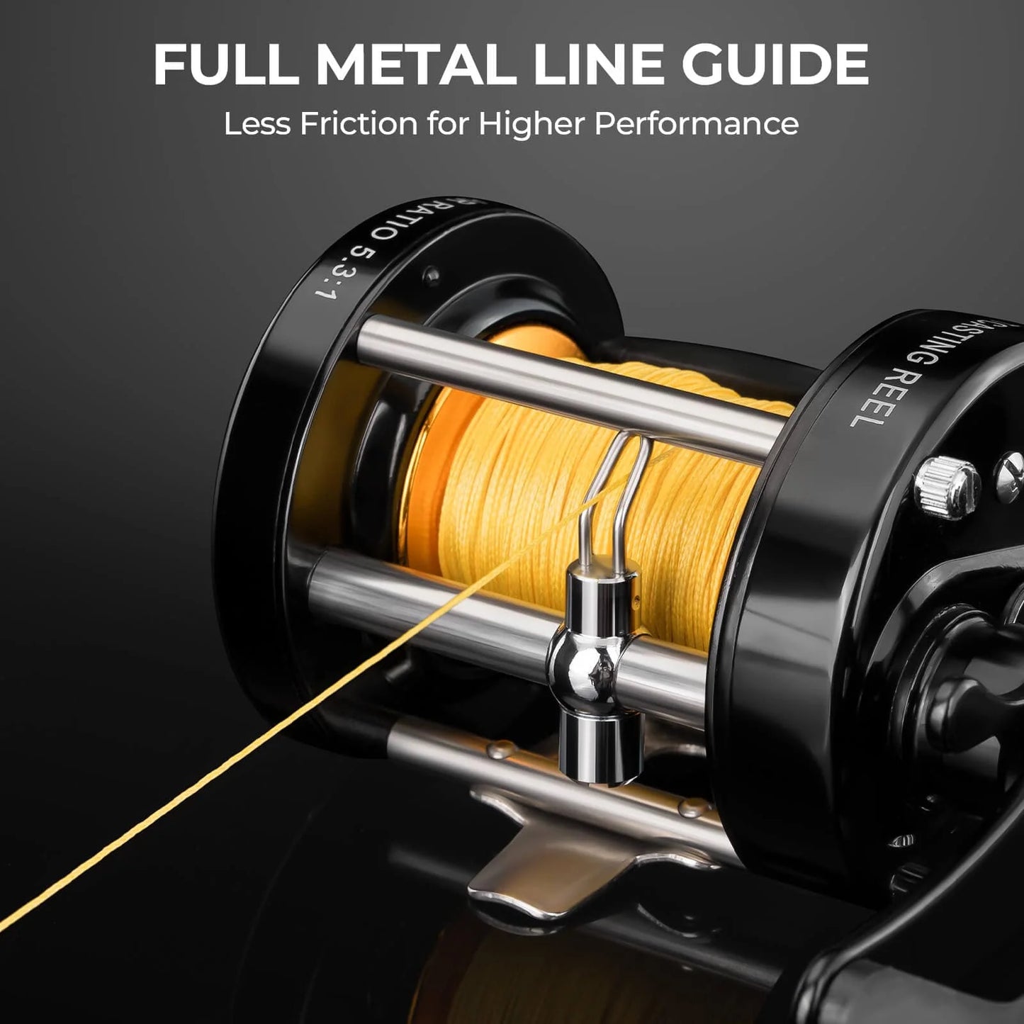 KastKing Rover Round Baitcasting Reel and SuperPower ColorShield Braided Fishing line (Random Color) Combo