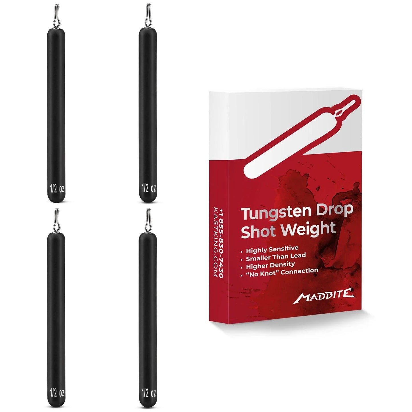 MadBite Tungsten Drop Shot Cylinder Weights