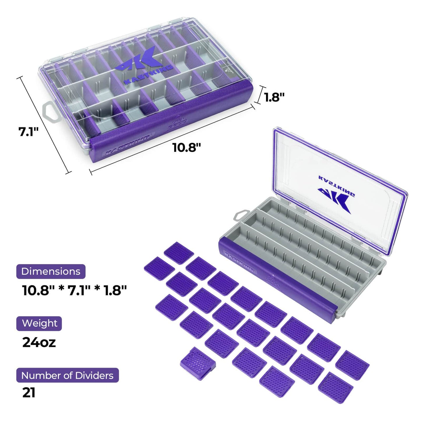 KastKing HyperSeal Waterproof Tackle Box - Purple