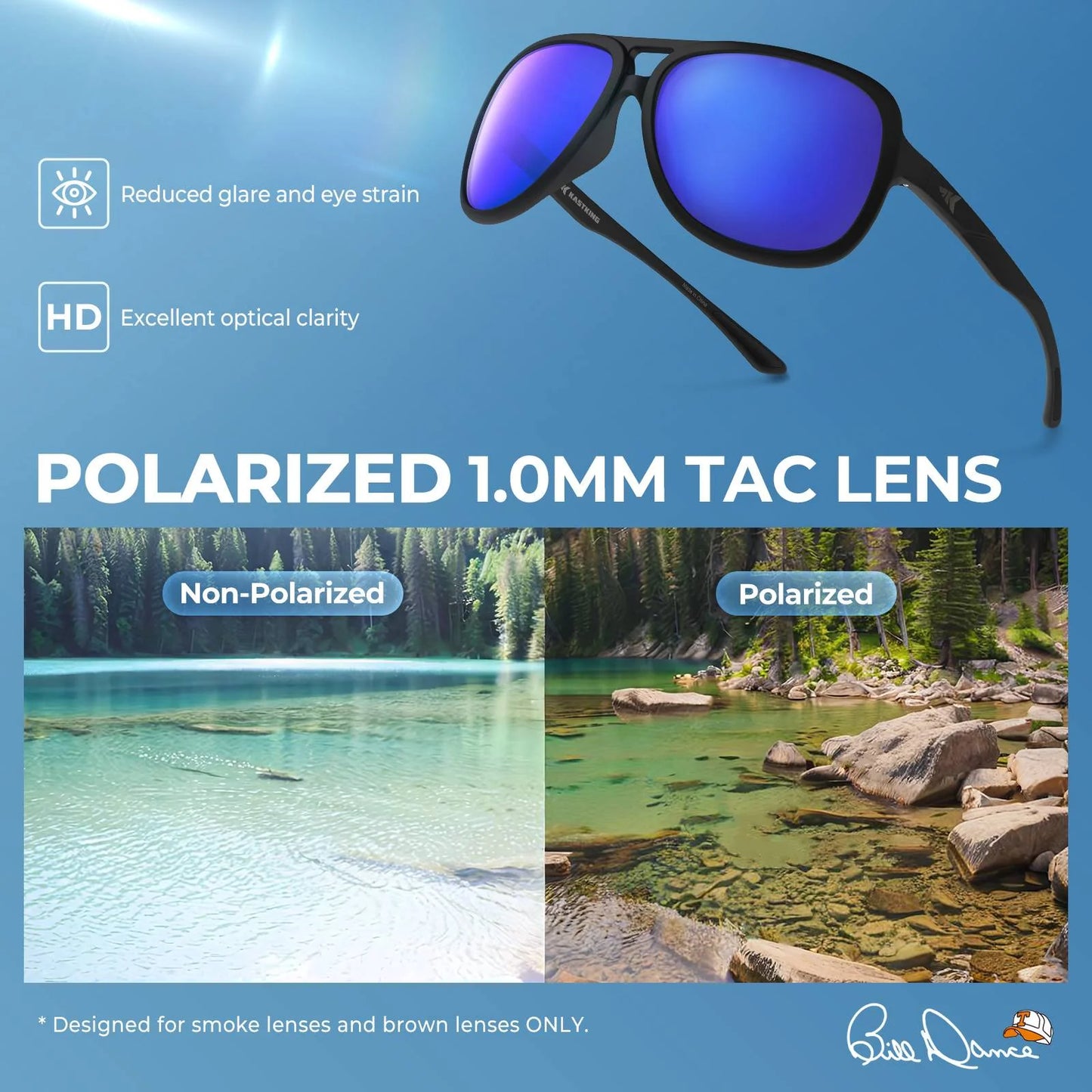 KastKing Bill Dance Mulberry Creek 3 Shades of Fishing Sunglasses Kit