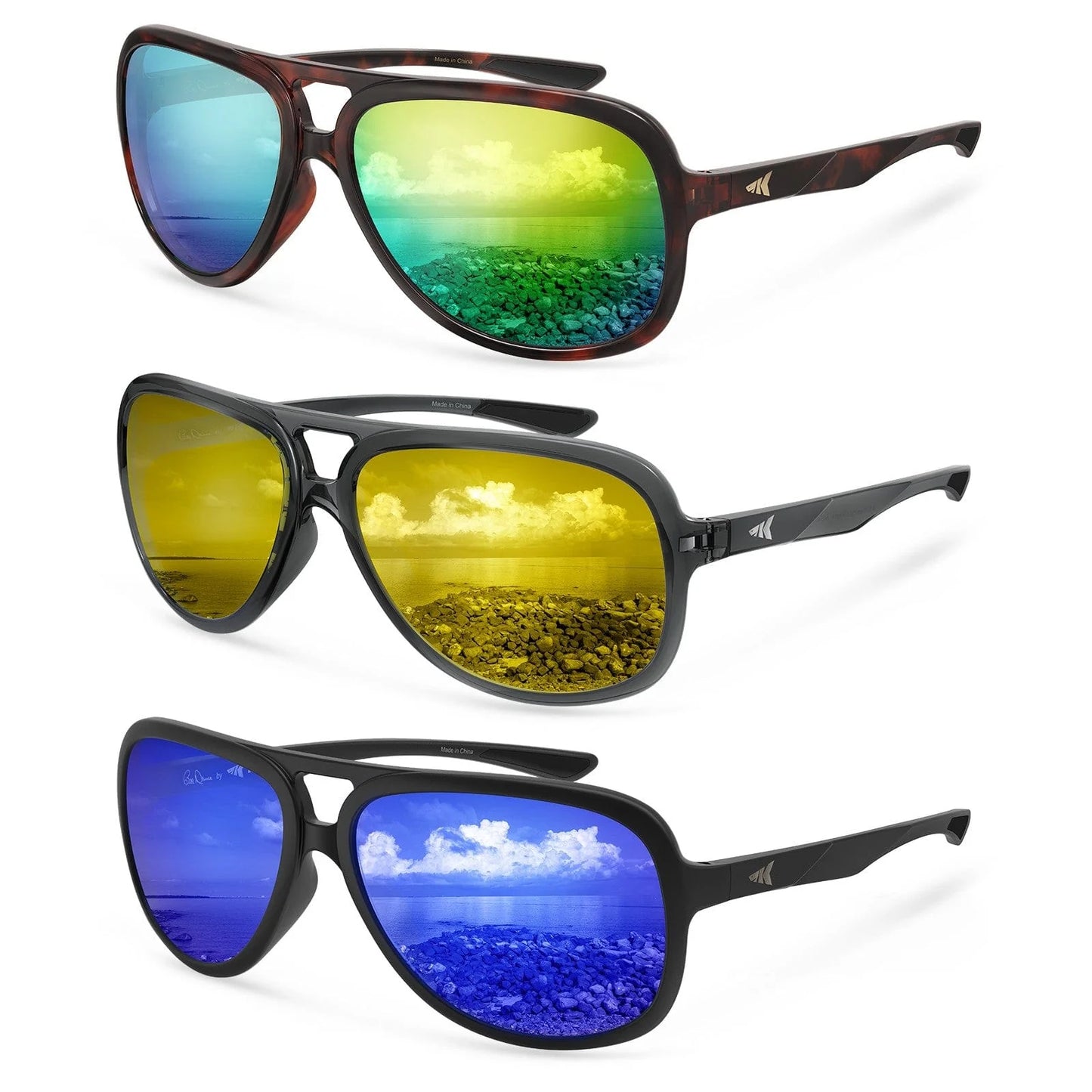 KastKing Bill Dance Mulberry Creek 3 Shades of Fishing Sunglasses Kit