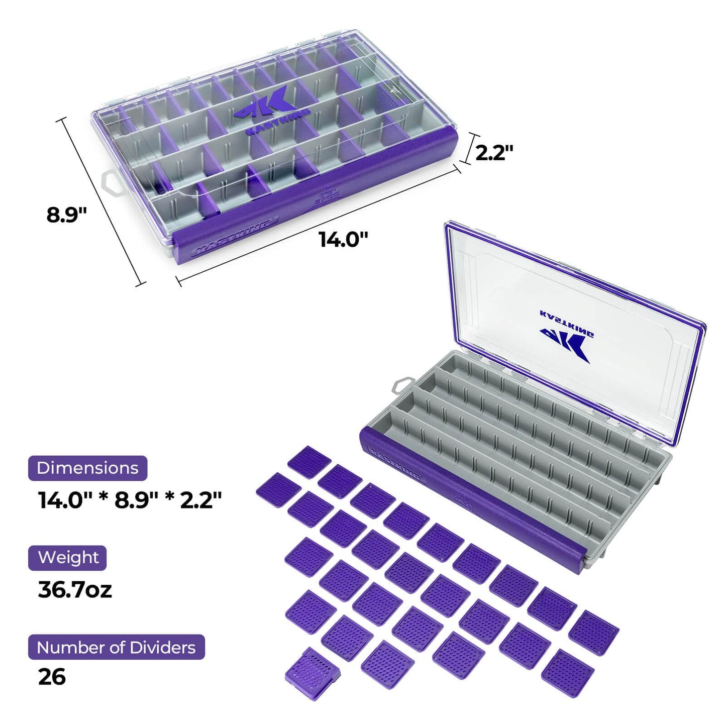 KastKing HyperSeal Waterproof Tackle Box - Purple