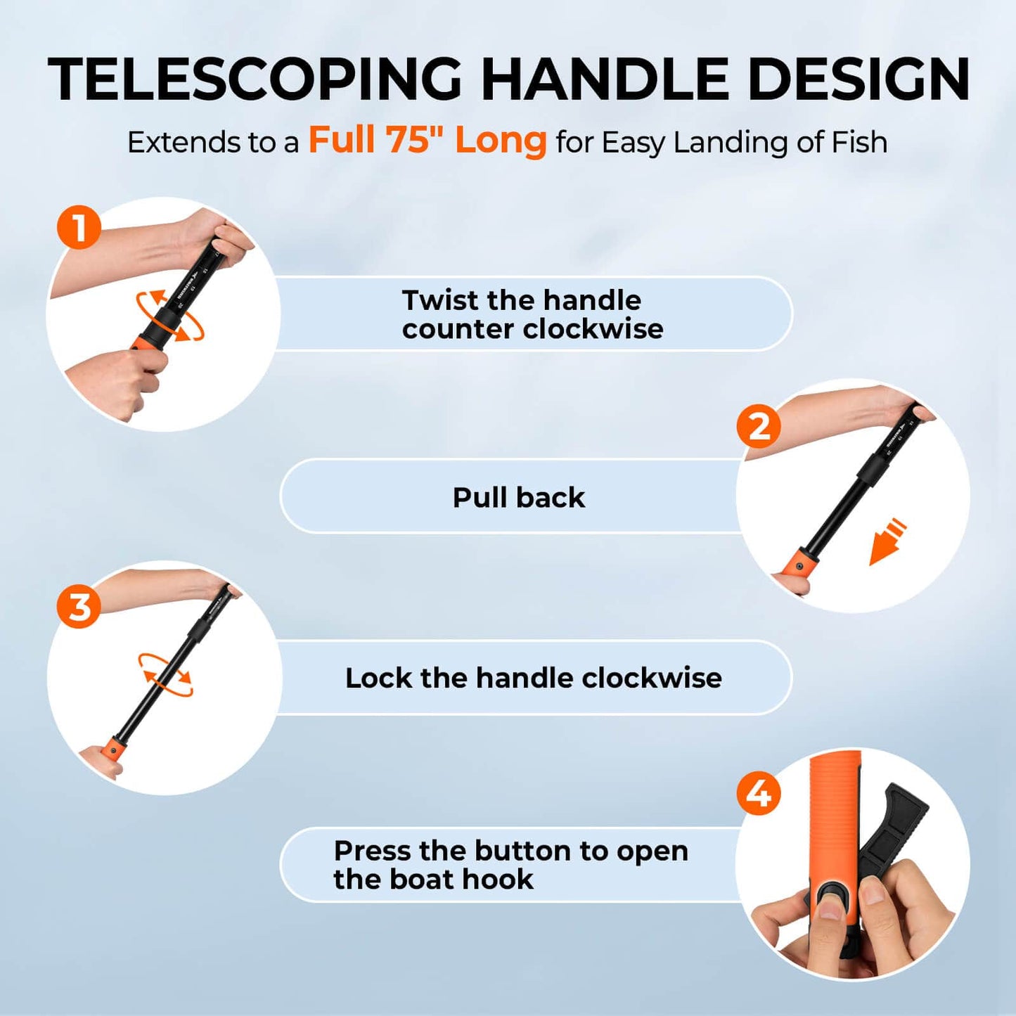 KastKing Brutus Foldable Extendable Fishing Net With Boat Hook