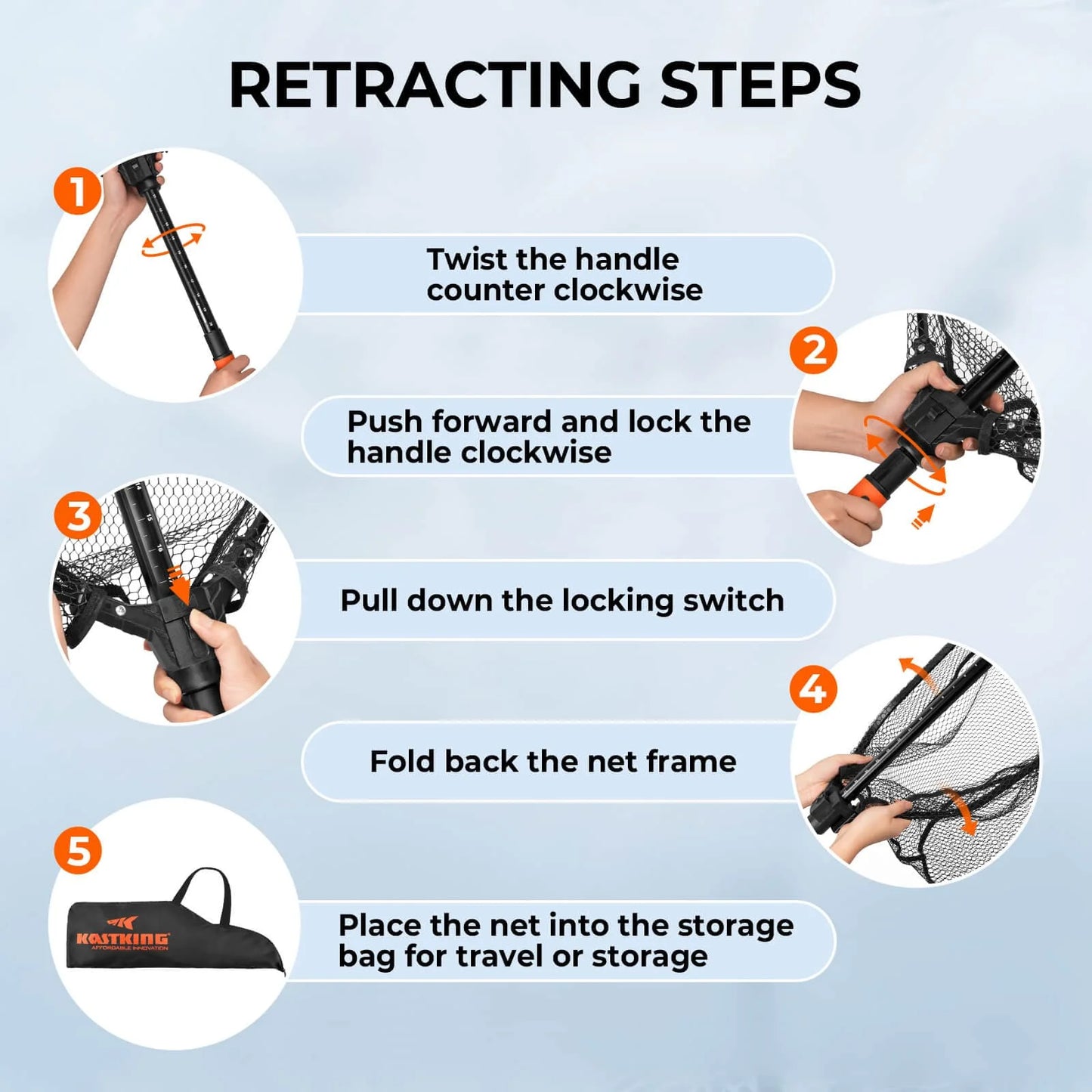 KastKing Brutus Foldable Extendable Fishing Net With Boat Hook