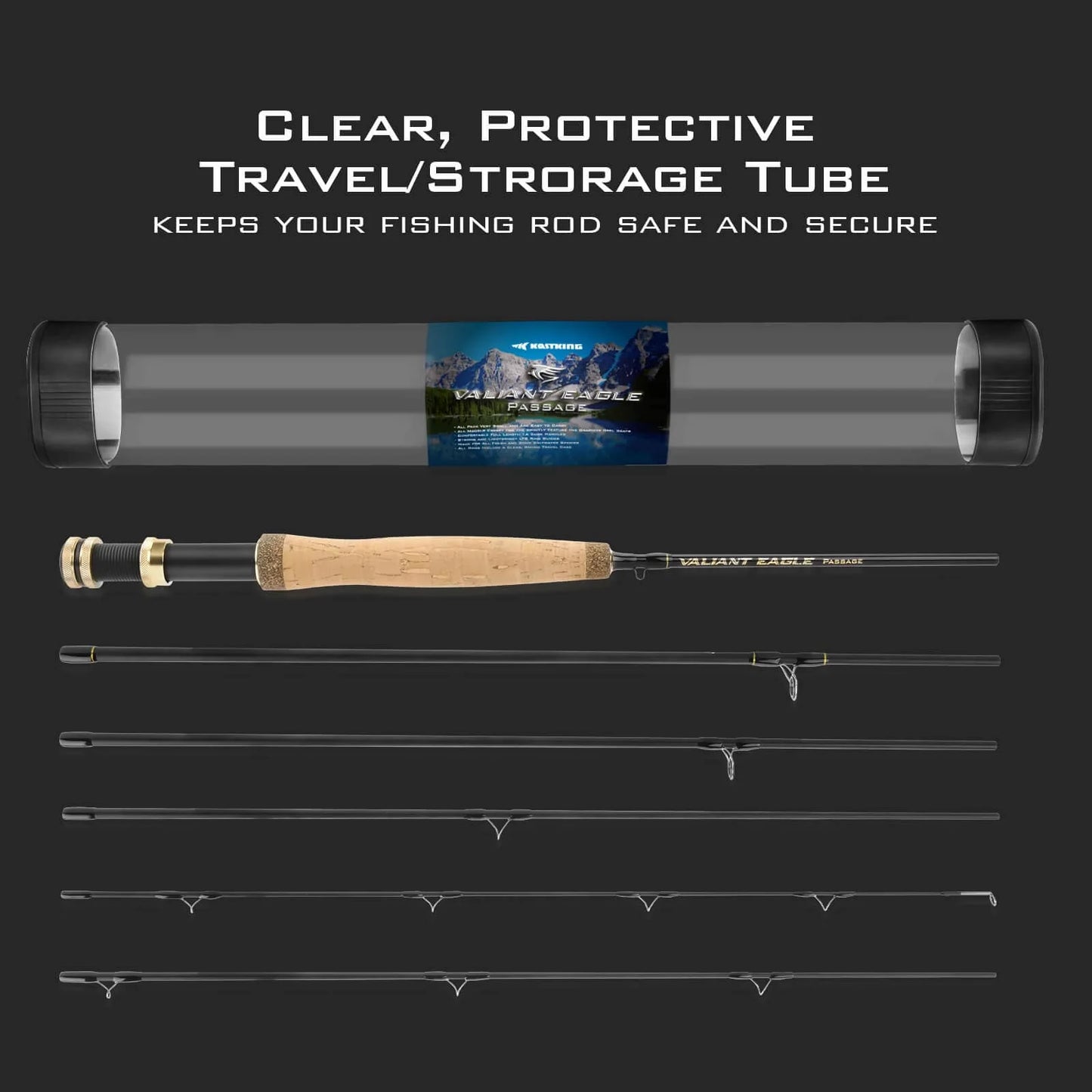 KastKing Valiant Eagle Passage Travel Fishing Rods and Bait Kapsule Fishing Lure Cover Combo