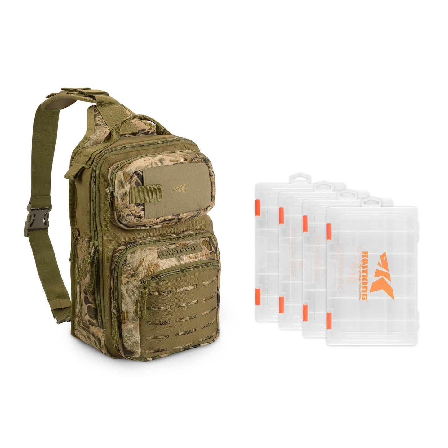 KastKing BlowBak Tactical Fishing Sling Tackle Storage Bag and Utility Tackle Boxes Combo