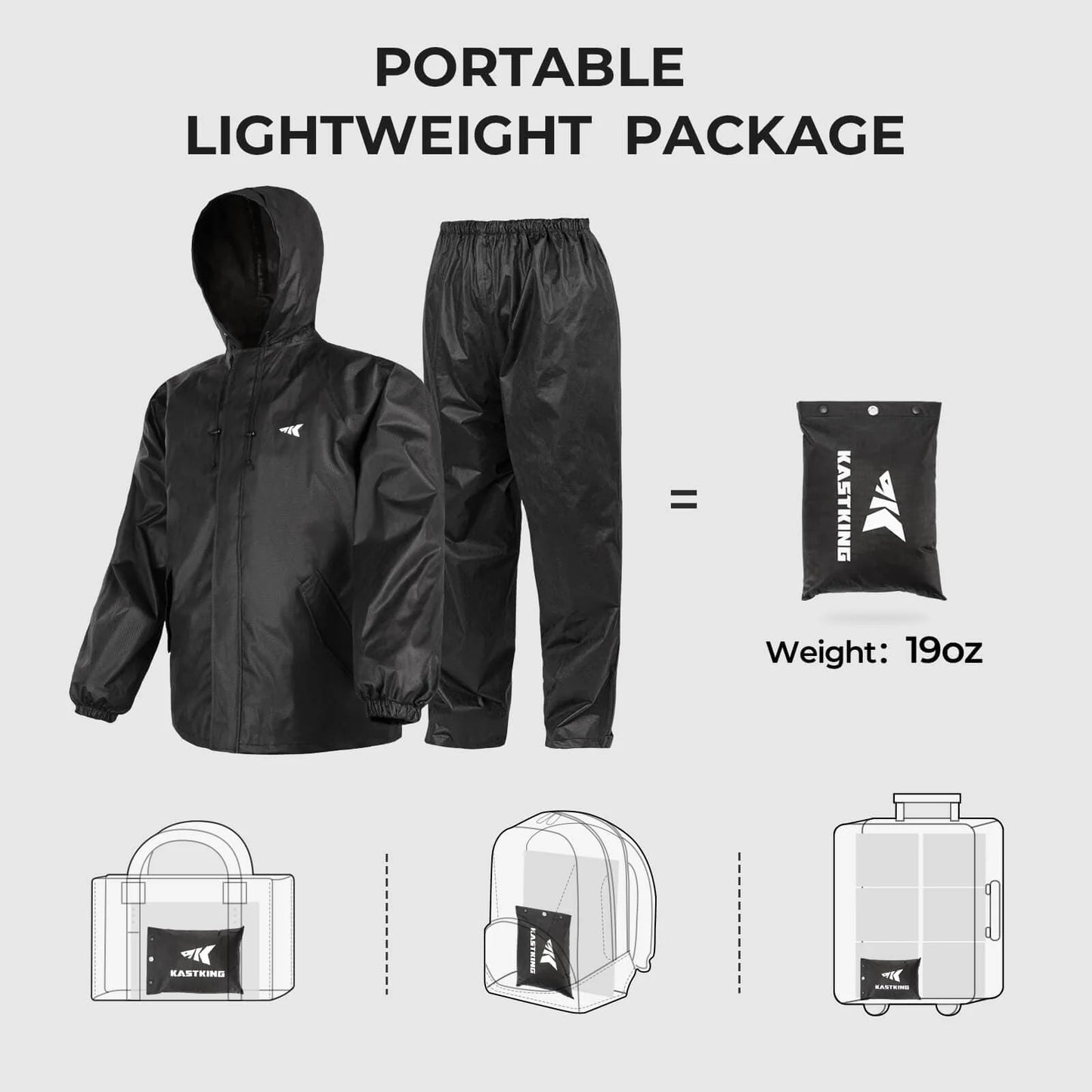 KastKing AquaLite Rain Suit, Waterproof Breathable Lightweight Rainwear