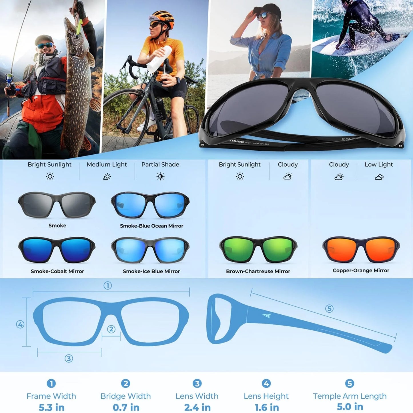 KastKing Dugan Polarized Sport Sunglasses for Men and Women