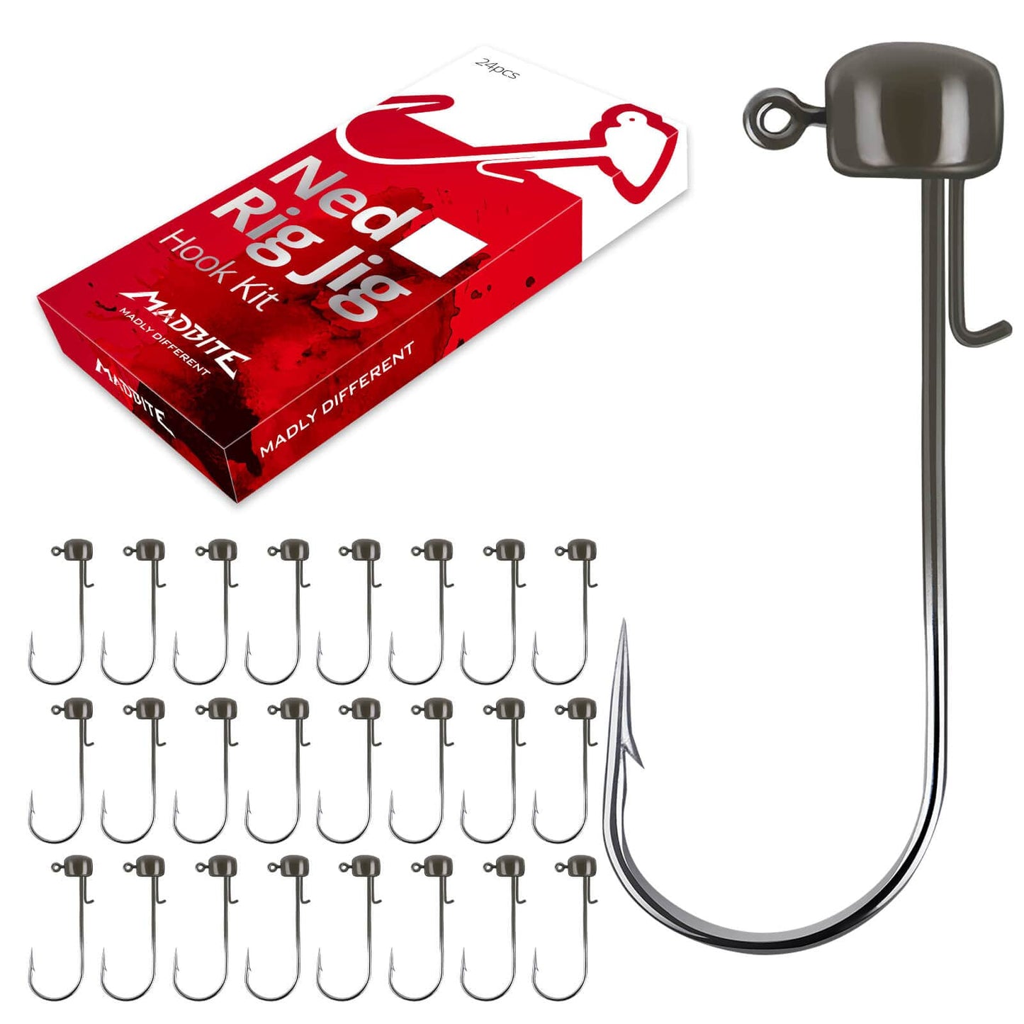 MadBite 24 Pcs Ned Rig Jig Hook Kits