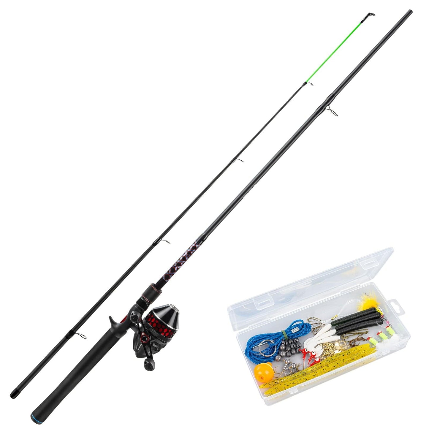 KastKing Brutus SpinCast Fishing Rod and Reel with Tackle Kit and V15 Vertical Fishing Rod Holder Combo