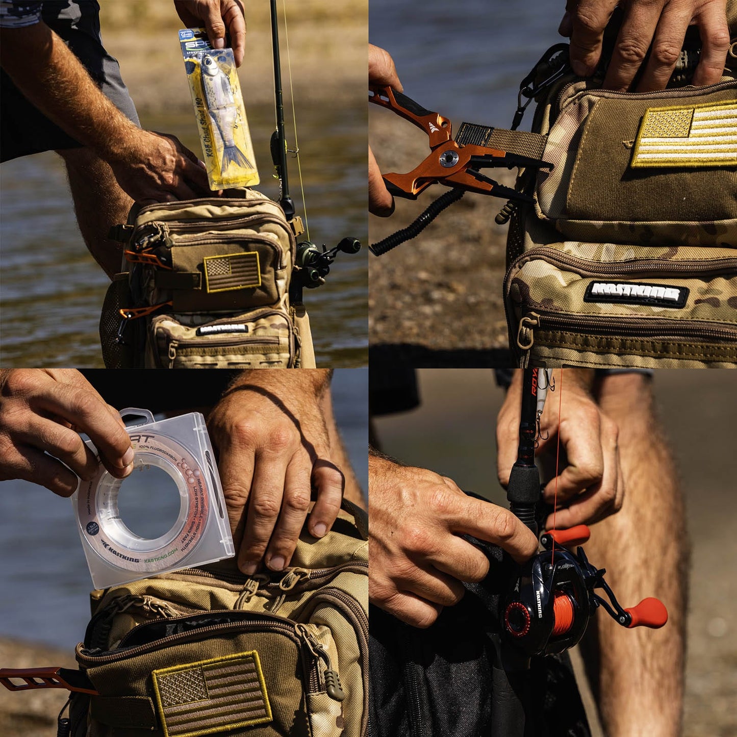 KastKing BlowBak Tactical Fishing Sling Tackle Storage Bag and Utility Tackle Boxes Combo