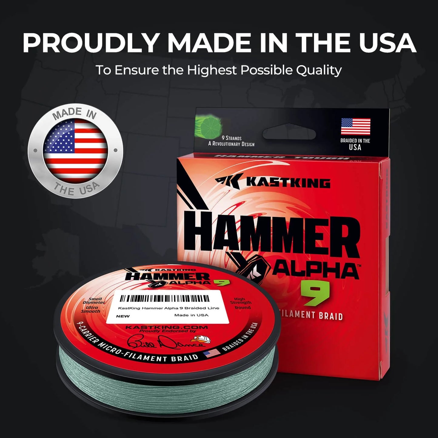 KastKing Hammer Alpha 9 UHMWPE 300Yds Braided Fishing Line