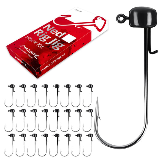 MadBite 24 Pcs Ned Rig Jig Hook Kits