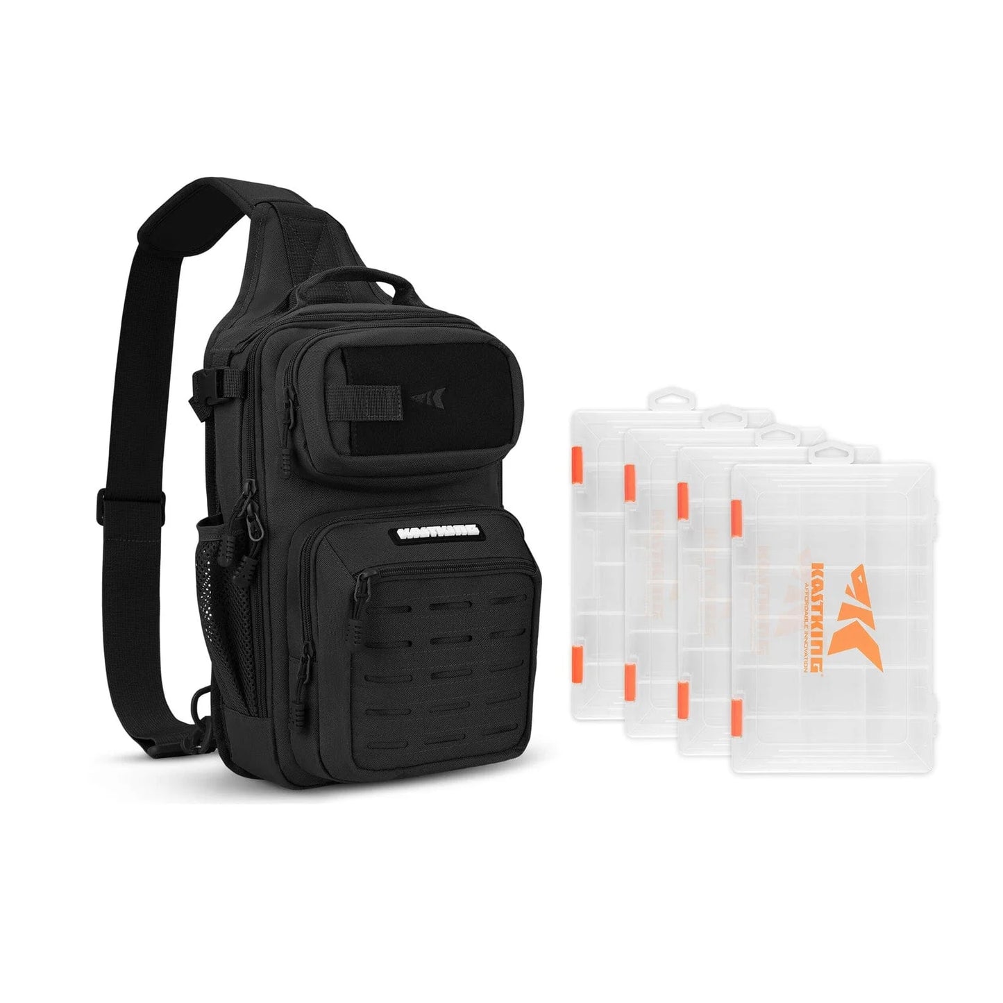 KastKing BlowBak Tactical Fishing Sling Tackle Storage Bag and Utility Tackle Boxes Combo