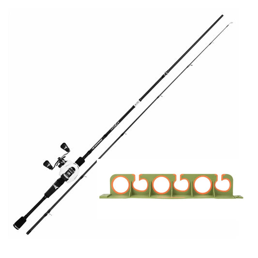 KastKing Crixus Baitcasting Fishing Rod and Reel with SafeGuard Fishing Rod Holder Combo