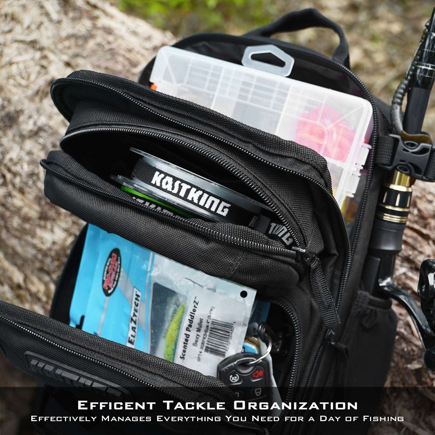 KastKing BlowBak Tactical Fishing Sling Tackle Storage Bag and Utility Tackle Boxes Combo