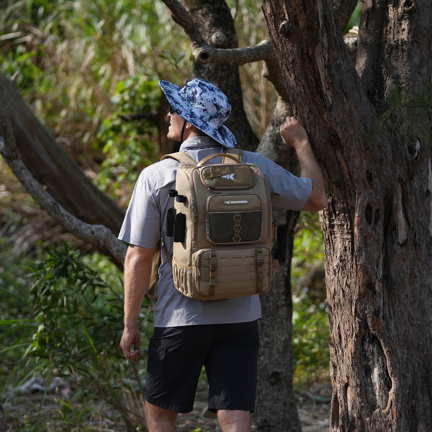 KastKing KarryAll Tackle Backpack with Rod Holders 4 Tackle Boxes