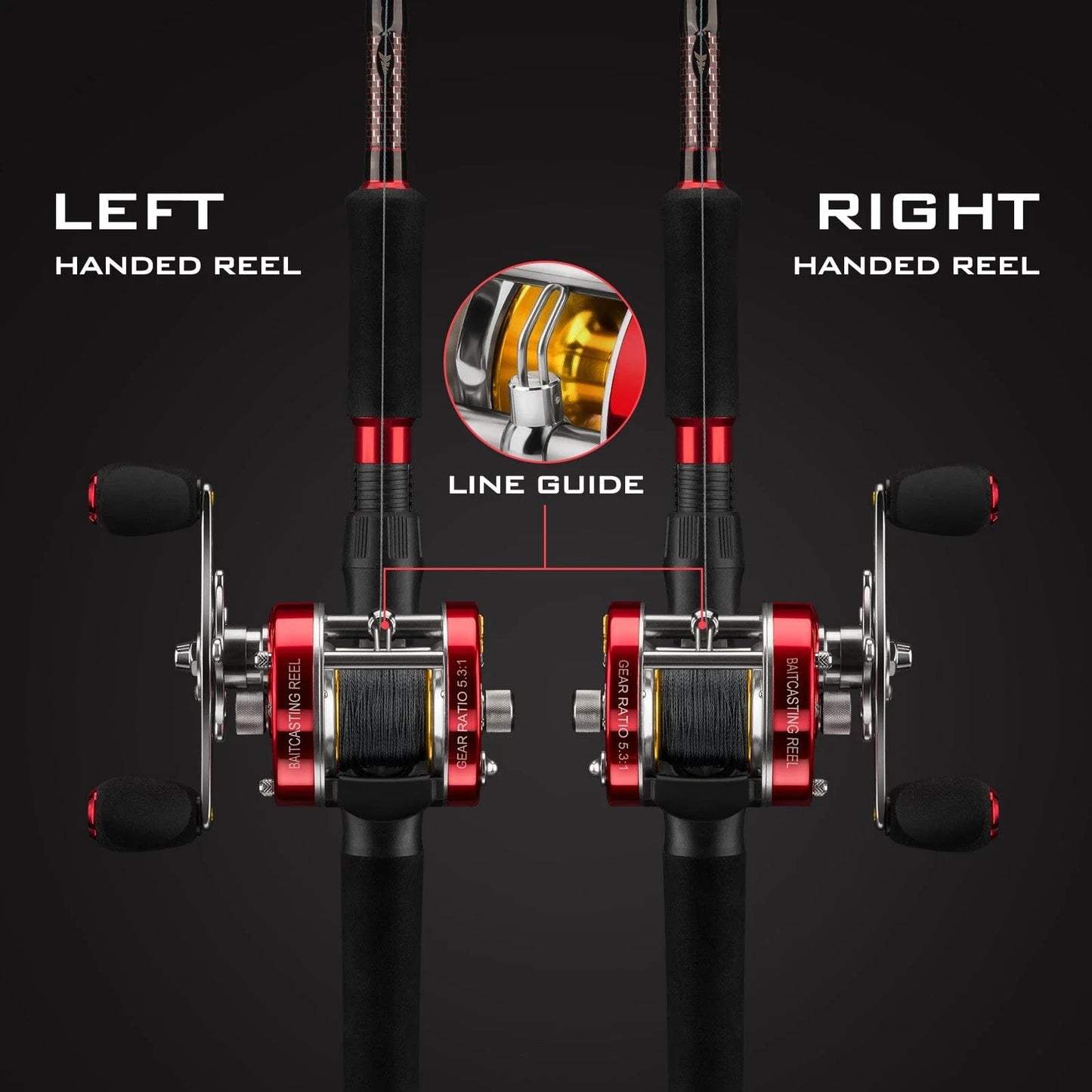 KastKing Rover Round Baitcasting Reel and SuperPower ColorShield Braided Fishing line (Random Color) Combo