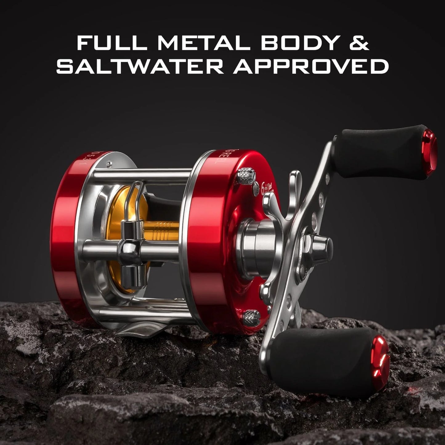 KastKing Rover Round Baitcasting Reel and SuperPower ColorShield Braided Fishing line (Random Color) Combo