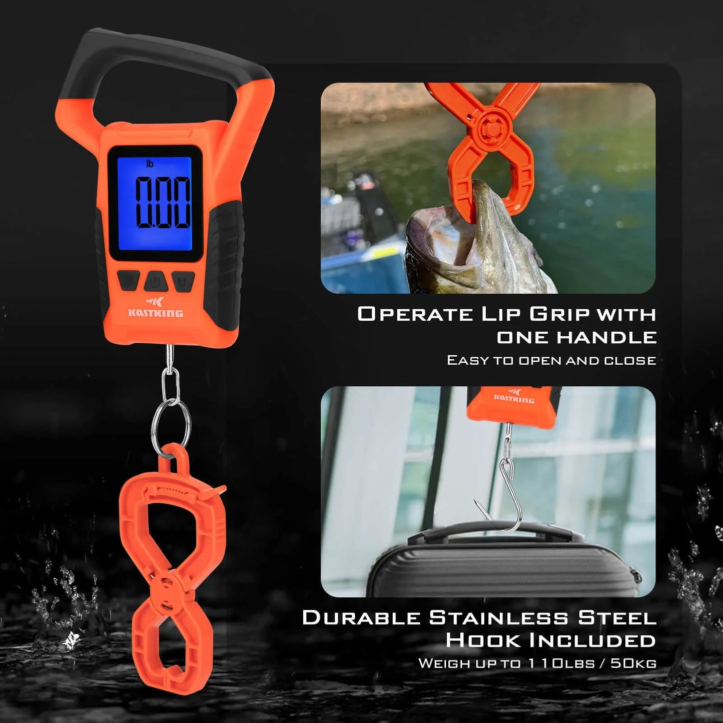 KastKing WideView Floating Waterproof Digital Scale or Lip Grip Combo