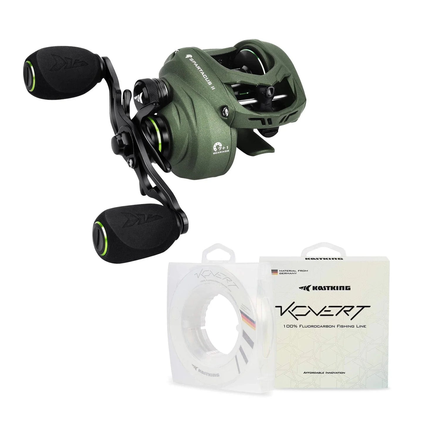 KastKing Spartacus II Baitcasting Reel and Kovert Fluorocarbon Fishing Line Combo