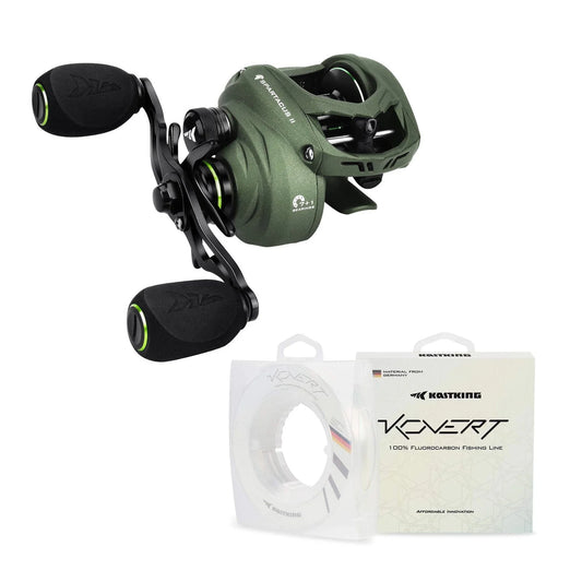 KastKing Spartacus II Baitcasting Reel and Kovert Fluorocarbon Fishing Line Combo