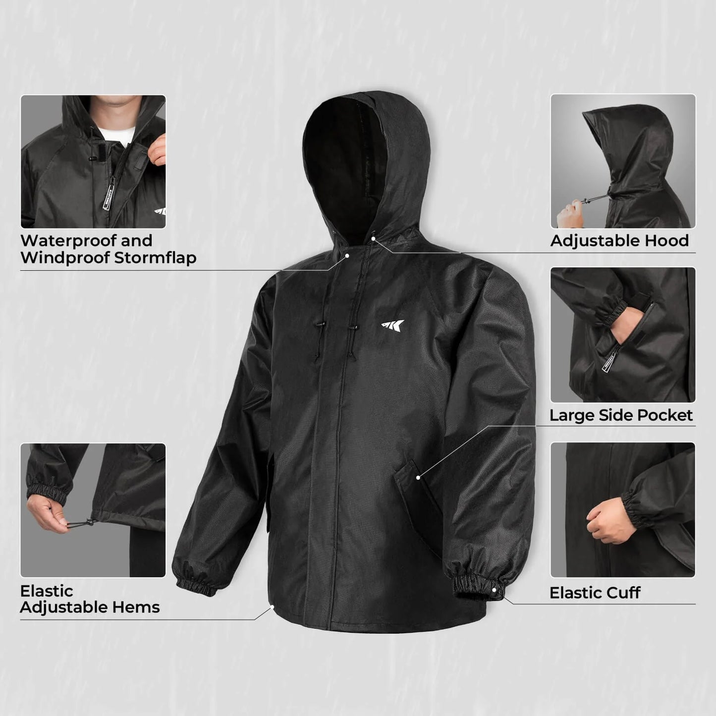 KastKing AquaLite Rain Suit, Waterproof Breathable Lightweight Rainwear