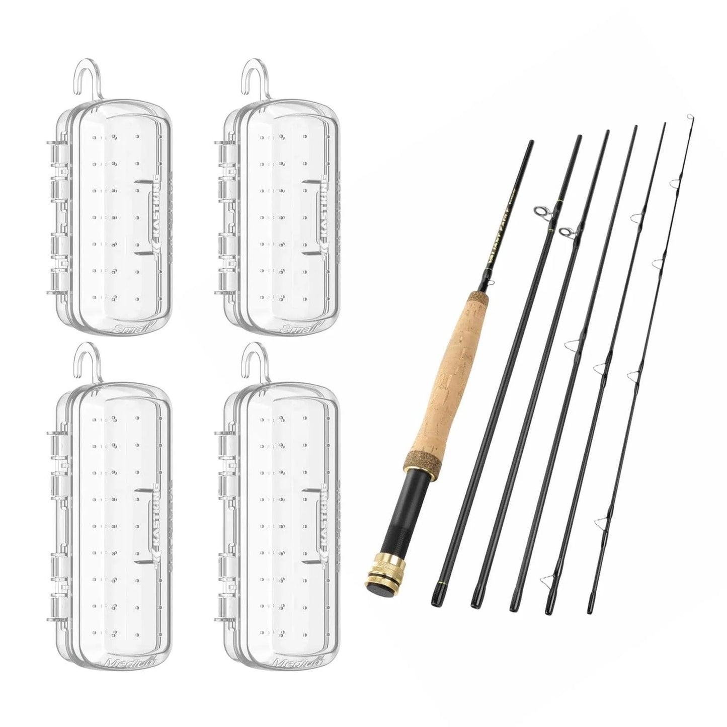 KastKing Valiant Eagle Passage Travel Fishing Rods and Bait Kapsule Fishing Lure Cover Combo